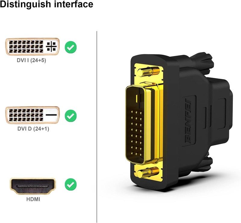 Set 2 adaptoare bidirectionale Benfei, DVI la HDMI, Full HD 1080p 1920x1080 @ 60Hz Negre