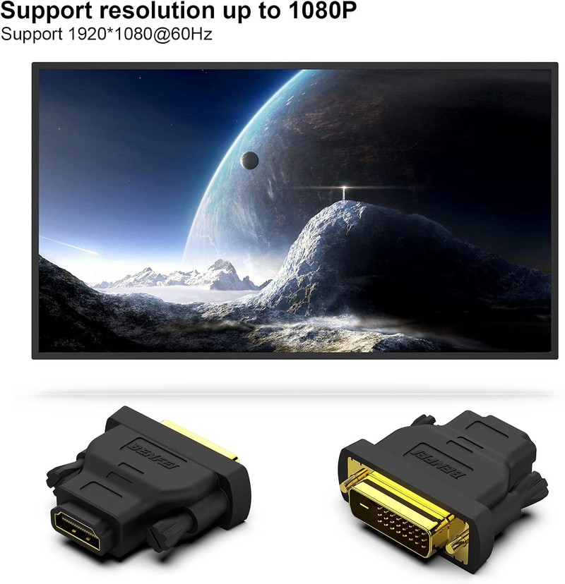Set 2 adaptoare bidirectionale Benfei, DVI la HDMI, Full HD 1080p 1920x1080 @ 60Hz Negre