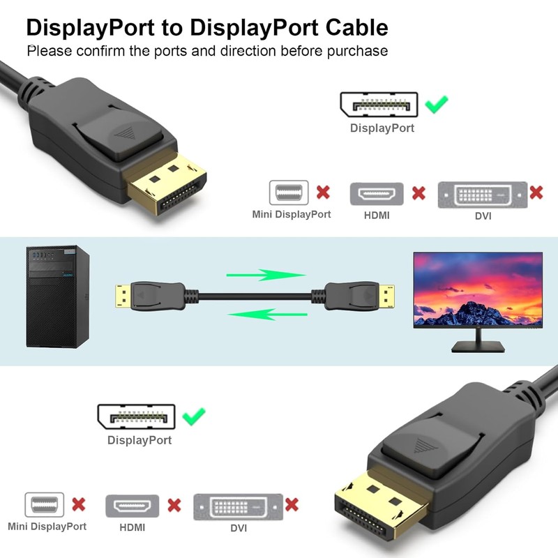 Cablu Benfei 8K DisplayPort 1.4 to DisplayPort 1.4 8K 60Hz 4K 144Hz, lungime 1.8m, standard VESA Negru