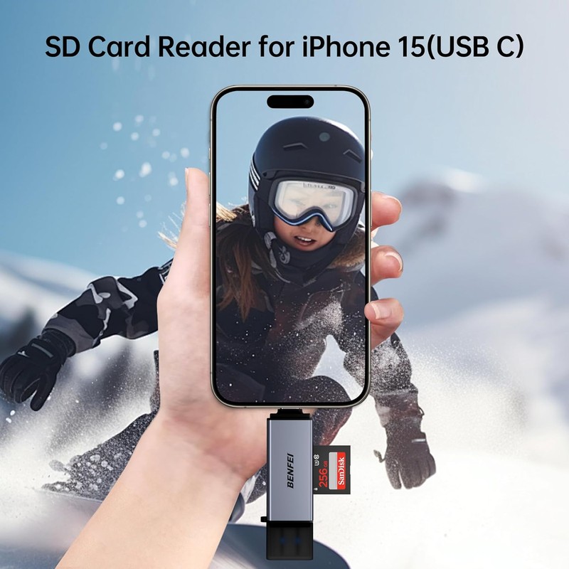 Cititor de carduri SD si MicroSD, Benfei 2 in 1, conectare USB-C USB-A, interfata USB 3.0, negru