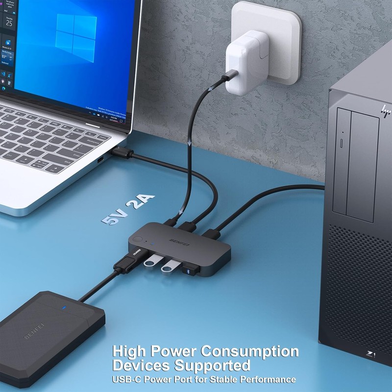 Hub USB Benfei switch 3.0, 4 porturi, cu comutator, Negru