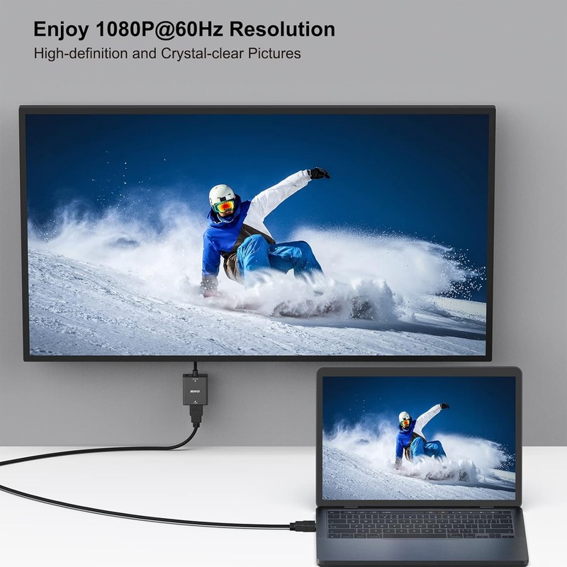 Adaptor unidirectional Benfei, HDMI la VGA, port iesire audio jack 3.5 mm integrat, Full HD 1080p 1920x1080 @ 60Hz, cablu 0.33m, port microUSB pentru alimentare suplimentara, Smart IC Chip, Negru