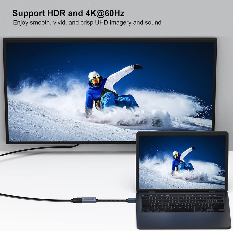 Adaptor unidirectional Benfei activ DisplayPort tata la HDMI mama, 4K 60Hz, cablu 0.26m, suport HDR si audio necomprimat 7.1, Gri