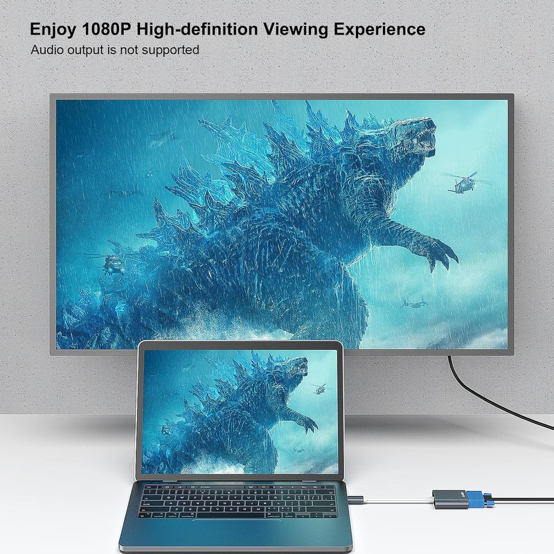 Adaptor Benfei USB C la VGA, Full HD 1080p 1920x1080 @ 60Hz, cablu 0.17m, chip IC, conectori in carcasa de aluminiu, Gri