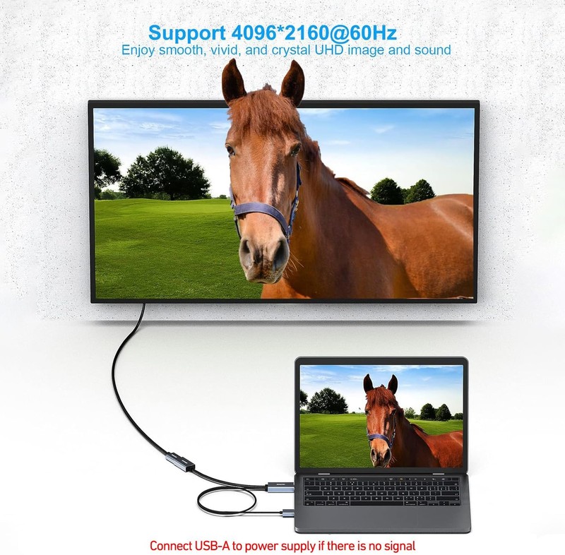 Adaptor unidirectional Benfei, HDMI 2.0b la DisplayPort 1.4a, 4K 60Hz 2K 144Hz 1080P 165Hz, cablu 0.25m, HDCP 1.4 si HDCP 2.3, HDR10, cu conector USB pentru alimentare suplimentara, Gri