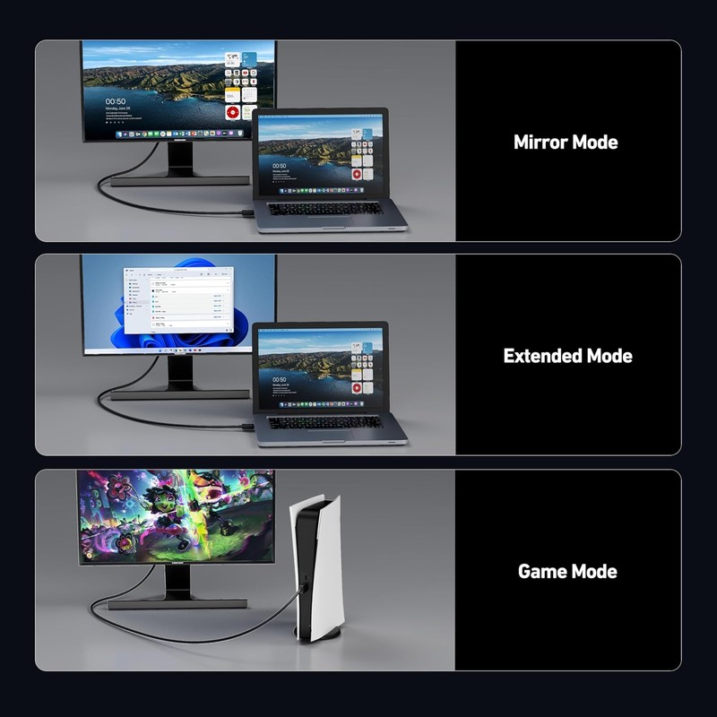 Set 2 cabluri HDMI 8K v.2.1, tata-tata, lungime 1.0 m, Benfei, 8K @ 60Hz, 4K @ 120Hz, latime banda 48Gbps, suport VRR si ALLM, Dynamic HDR, eArc, Negre