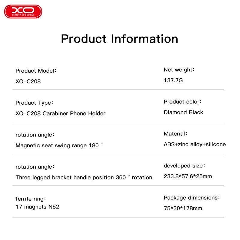 Suport multifunctional cu functie de trepied, XO C208, magnetic, pentru MagSafe, unghi de inclinare reglabil, negru