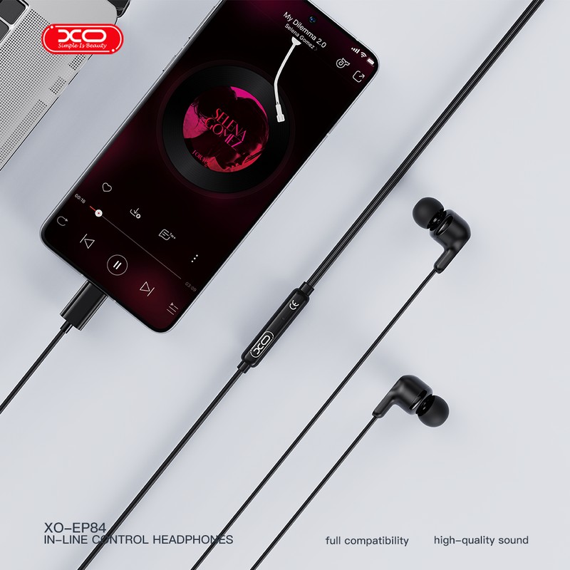 Casti XO cu fir EP84 USB-C, cablu 1.2m, Alb