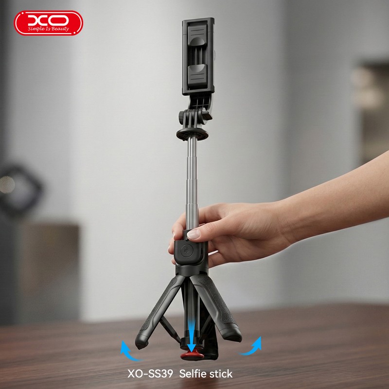 Selfie stick XO Bluetooth v.5.2 tripod SS39 detachable, tija 16.3 - 70 cm, pentru ecrane de la 4.7 la 6.9 inch, Negru