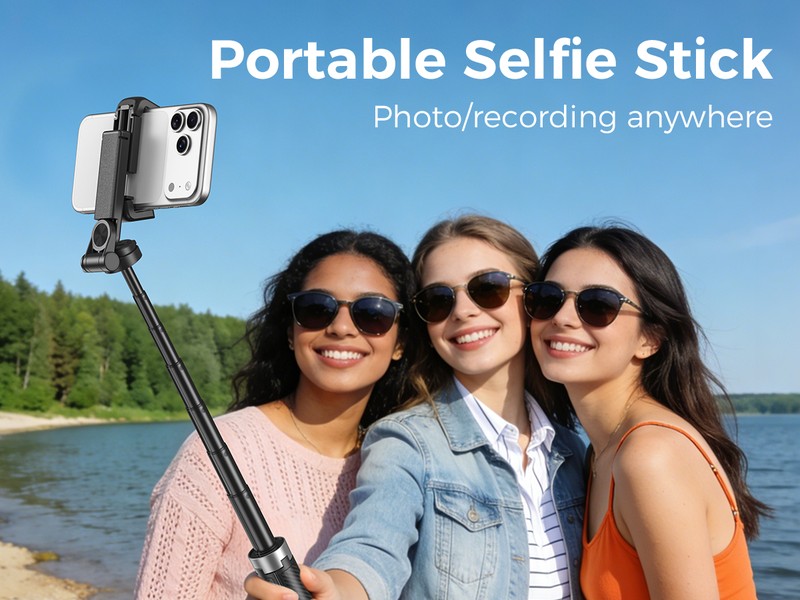 Selfie stick XO Bluetooth tripod SS29, tija 64 cm, rotire 360 °, telecomanda Negru