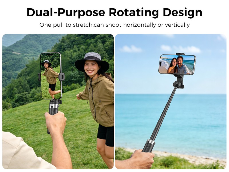 Selfie stick XO Bluetooth tripod SS29, tija 64 cm, rotire 360 °, telecomanda Roz