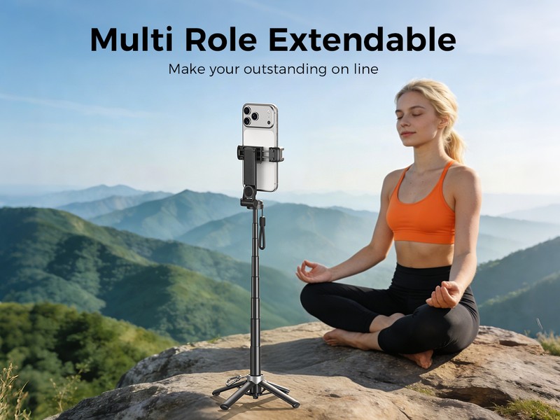 Selfie stick XO Bluetooth tripod SS29, tija 64 cm, rotire 360 °, telecomanda Roz