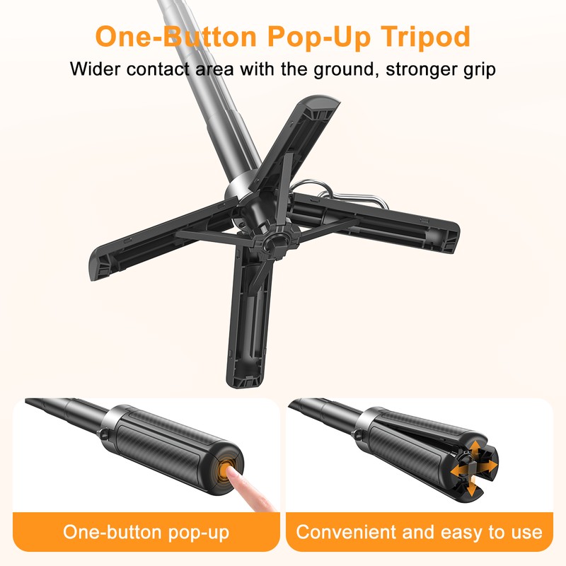 Selfie stick XO Bluetooth tripod SS25 magnetic, compatibil MagSafe, tija 64 cm, grip mode, telecomanda, Negru