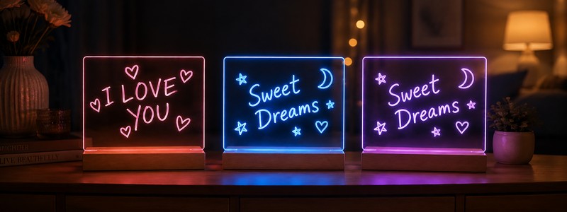 Lampa de veghe LED RGB, Forever Light FNL-18, cu panou acrilic 15 x 15cm pentru mesaje, baza din lemn, marker alb inclus, 7 culori solide si 3 moduri de schimbare a culorii, cablu 150cm cu controller si USB
