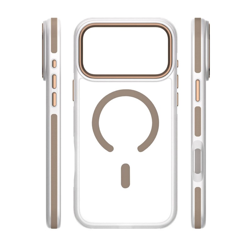Husa Etteri Icy Mag cherry pentru iPhone 17 Pro, Carcasa magnetica, protectie telefonica, marginile antiderapante, buton metalic, PC, TPU (poliuretan termoplastic), Visiniu