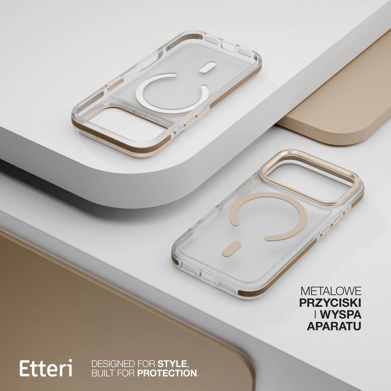 Husa Etteri Icy Mag cherry pentru iPhone 17 Pro Max, Carcasa magnetica, protectie telefonica, marginile antiderapante, buton metalic, PC, TPU (poliuretan termoplastic), Visiniu