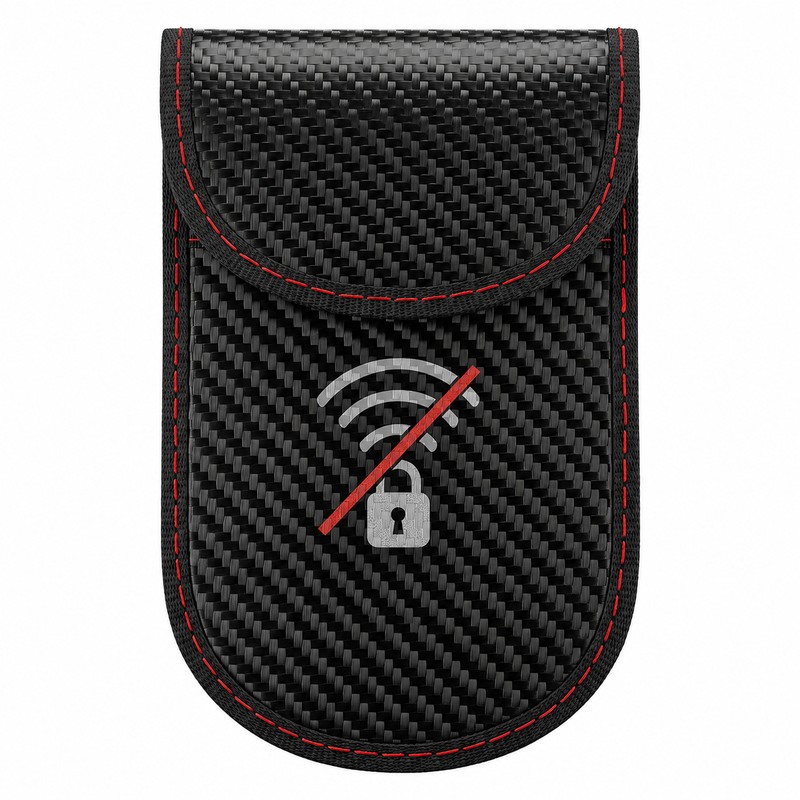 Carcasa anti-furt pentru chei si carduri, protectie RFID, cu ecranare Faraday, fixare velcro, Negru