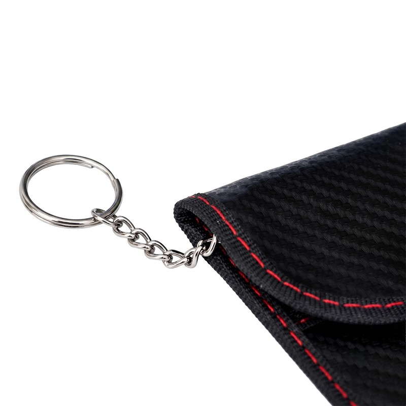 Carcasa anti-furt pentru chei si carduri, protectie RFID, cu ecranare Faraday, fixare velcro, Negru