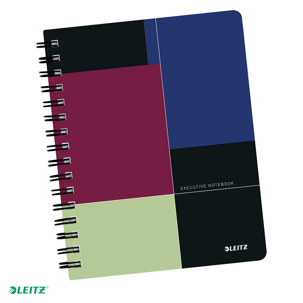 Liniatura Dictando (Linii) A5 - Caiet birou spira A5 dictando negru-violet executive Leitz, carton 90 g/mp, 80 file