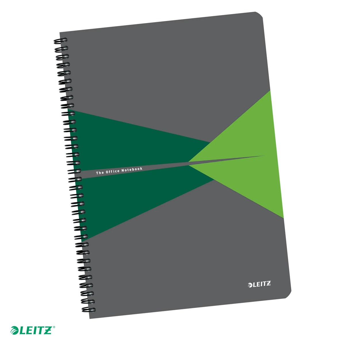 Caiete A5 - Caiet de birou Leitz Office, carton laminat, A5, 90 coli, cu spira, matematica, pentru documente perforate, hartie 80 g/mp, verde