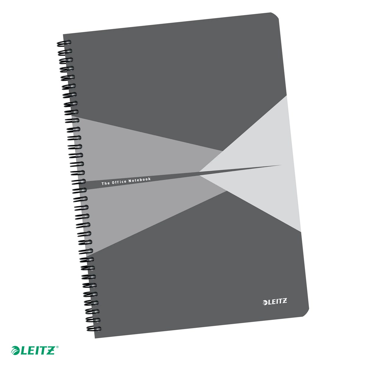Caiete A5 - Caiet de birou Leitz Office, carton laminat, A5, 90 coli, cu spira, matematica, pentru documente perforate, hartie 80 g/mp, gri