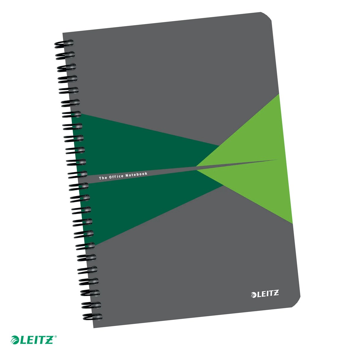 Liniatura Dictando (Linii) A5 - Caiet Leitz Office cu spira, coperta carton, A5, dictando, 90 file, hartie 90 g/mp, verde