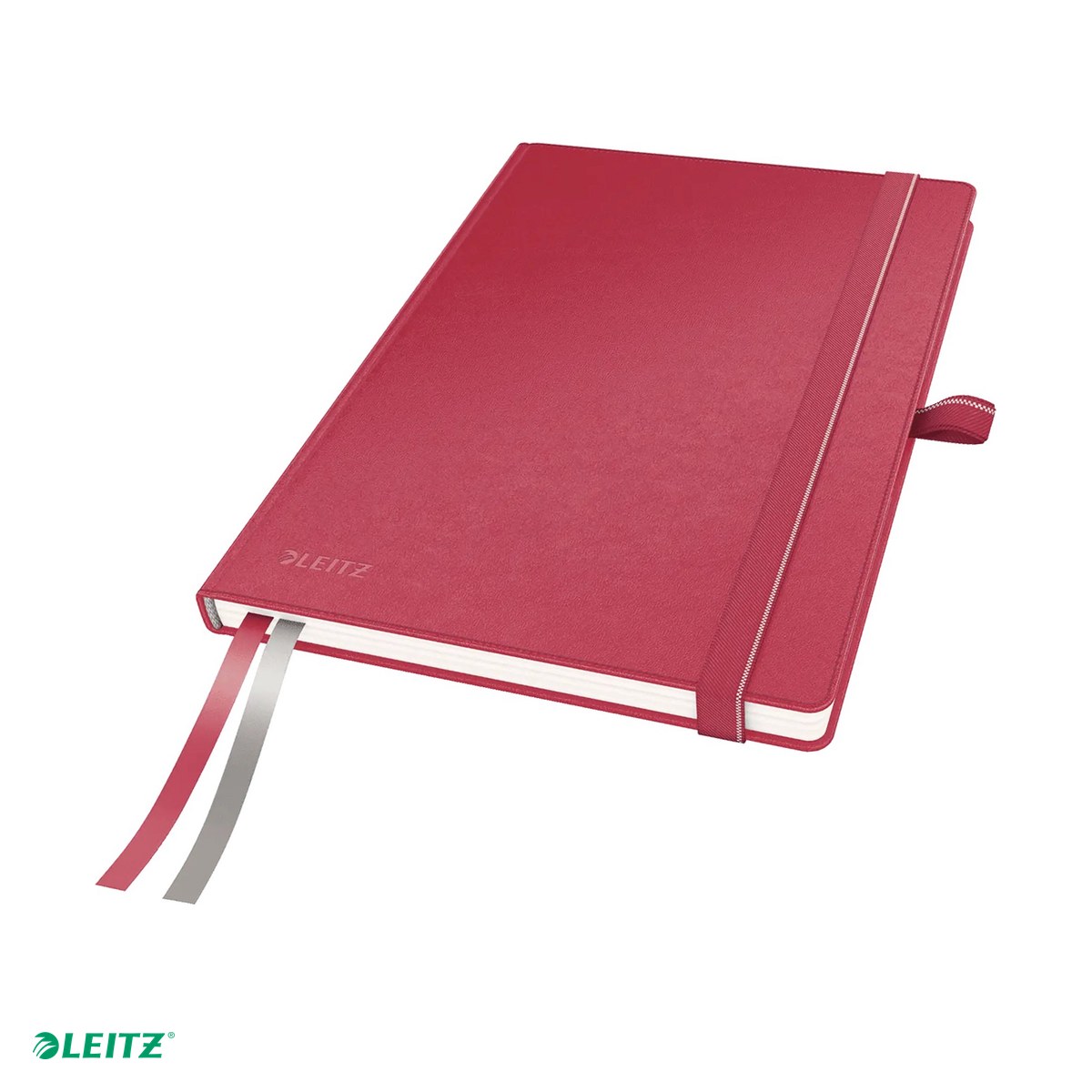 Liniatura Dictando (Linii) A5 - Caiet de birou Leitz Complete, A5, dictando, pentru documente perforate, 80 file, 8 file perforate, hartie 100 g/mp, rosu