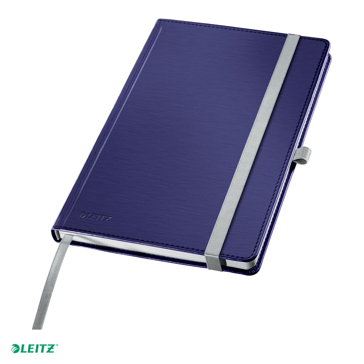 Liniatura Dictando (Linii) A5 - Caiet de birou Leitz Style, coperta dura, A5, 80 coli, dictando, pentru documente perforate, 8 file perforate, hartie 100 g/mp, albastru-violet