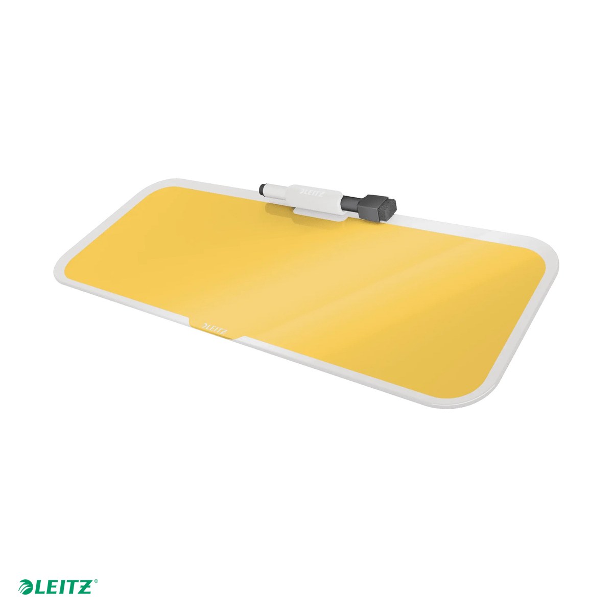 Table albe - Tabla Leitz Cosy, sticla, pentru birou, galben Chihlimbar