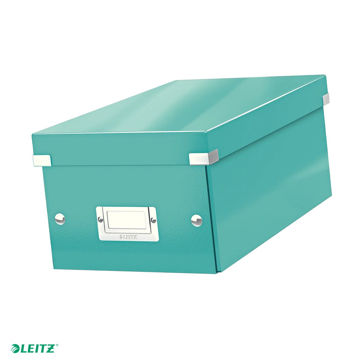 Organizare si arhivare - Cutie depozitare Leitz WOW Click & Store, carton laminat, pliabila, cu capac, 20x14x35 cm, pentru arhivare, turcoaz