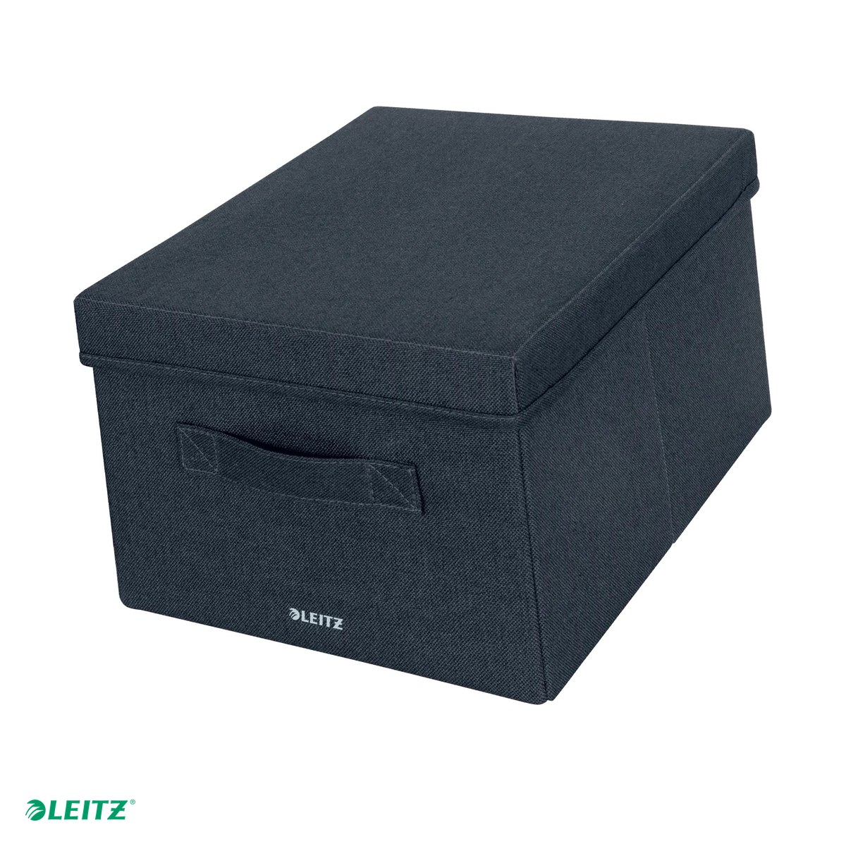 Organizare si arhivare - Set 2 cutii depozitare Leitz, material textil, pliabila, cu capac si maner, 28x20x38 cm, gri-carbune, pentru transport, antracit