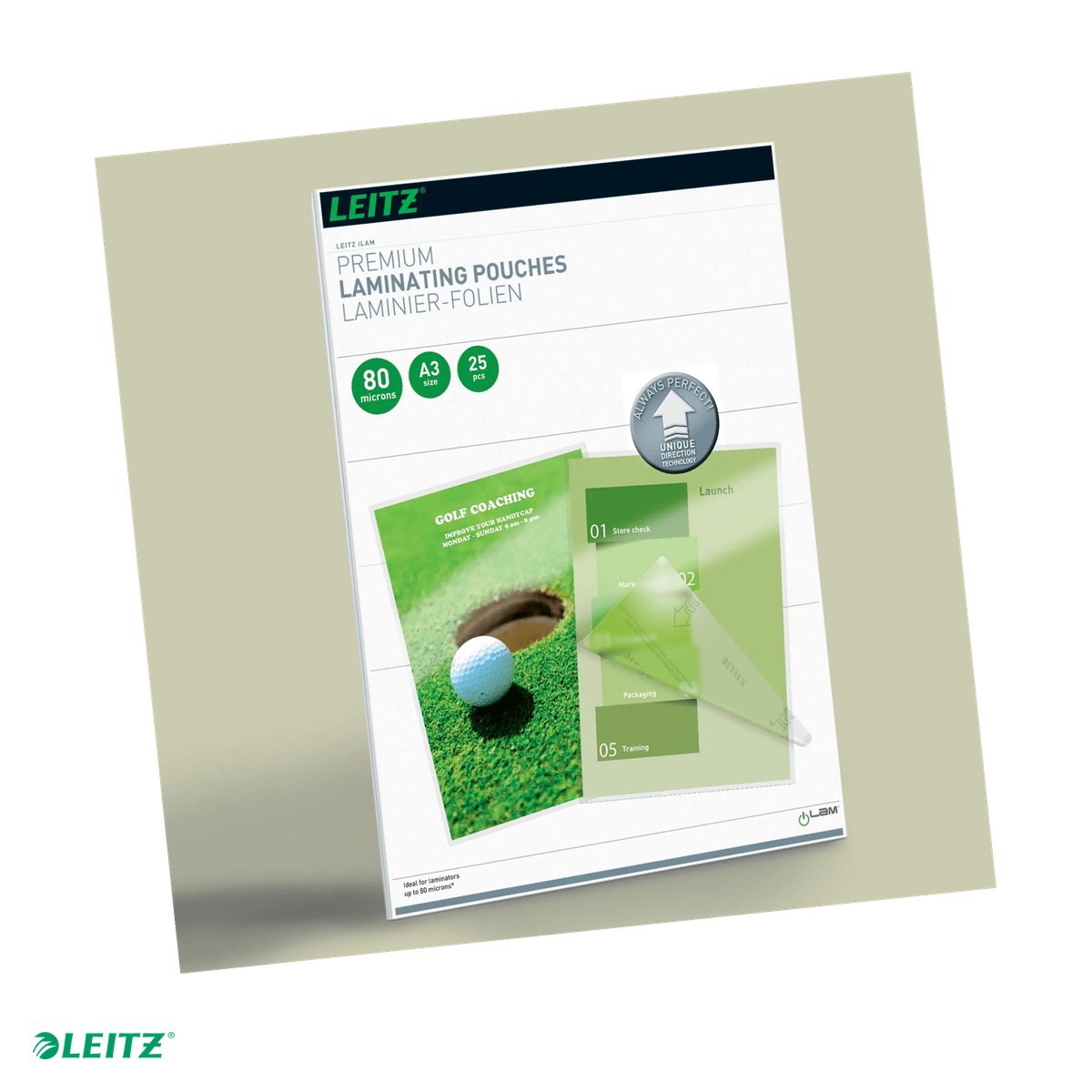 Sisteme de indosariat - Set 25 folii laminare Leitz UDT, la cald, A3, 80 microni, incolor