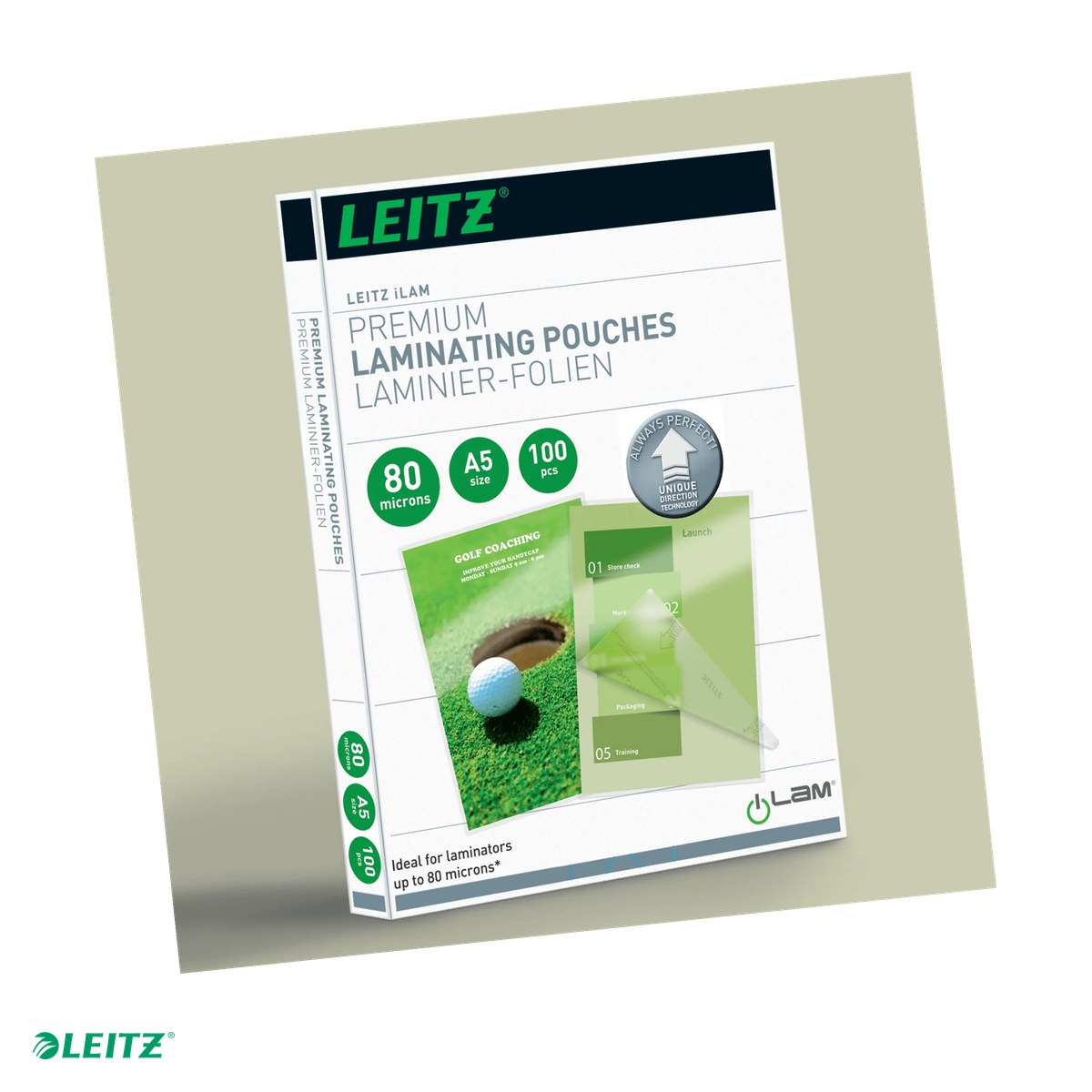 Sisteme de indosariat - Set 100 folii laminare Leitz UDT, la cald, A5, 80 microni, incolor