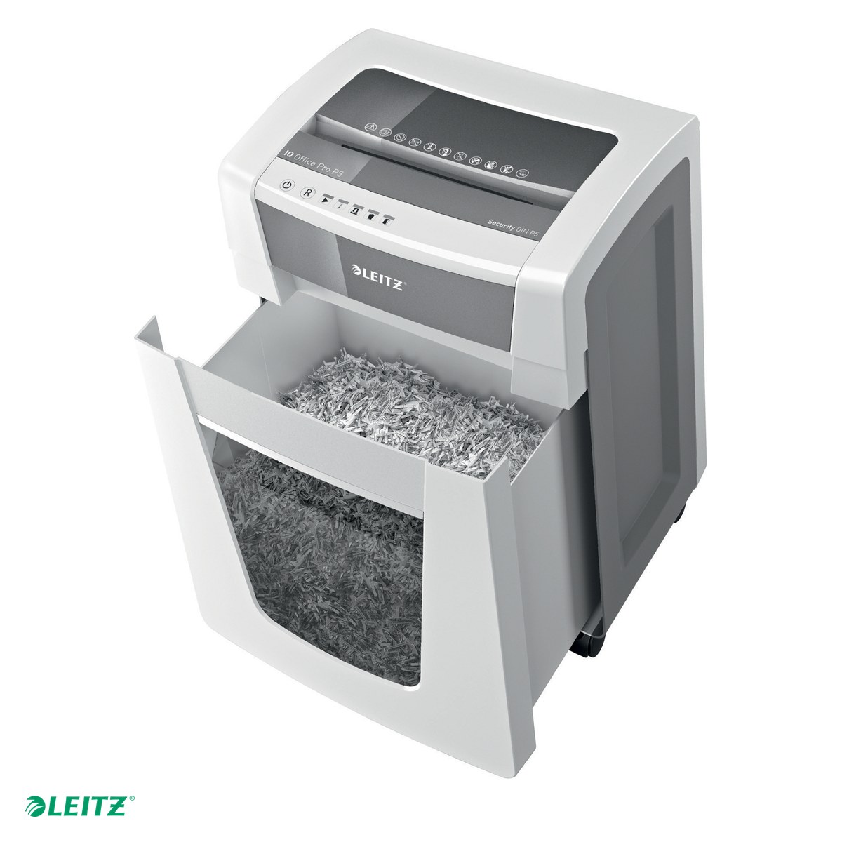 Distrugatoare documente si accesorii - Distrugator documente manual Leitz IQ Office Pro, P5, micro-cut (particule), taiere 15 coli, cos 30l, alb