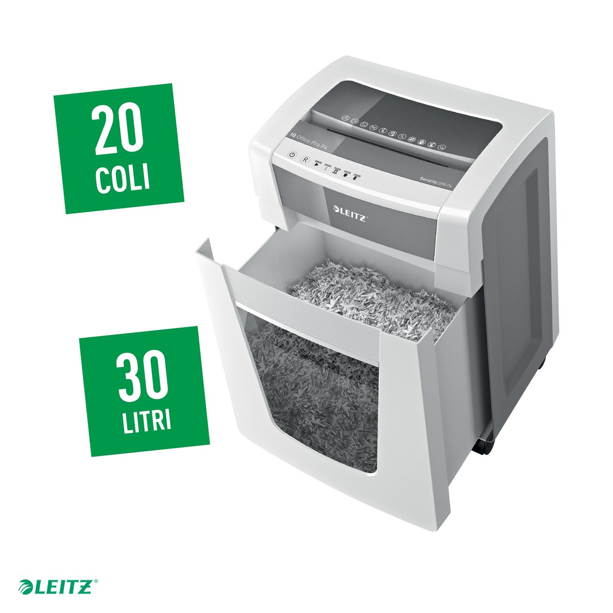 Distrugatoare documente si accesorii - Distrugator documente manual Leitz IQ Office Pro, P4, cross-cut (confeti), taiere 20 coli, cos 30l, alb
