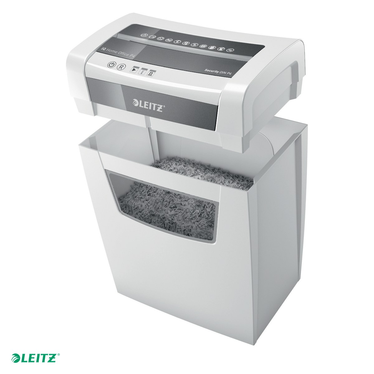 Distrugatoare documente si accesorii - Distrugator documente manual Leitz IQ Home Office, P4, cross-cut (confeti), taiere 10 coli, cos 23l, alb
