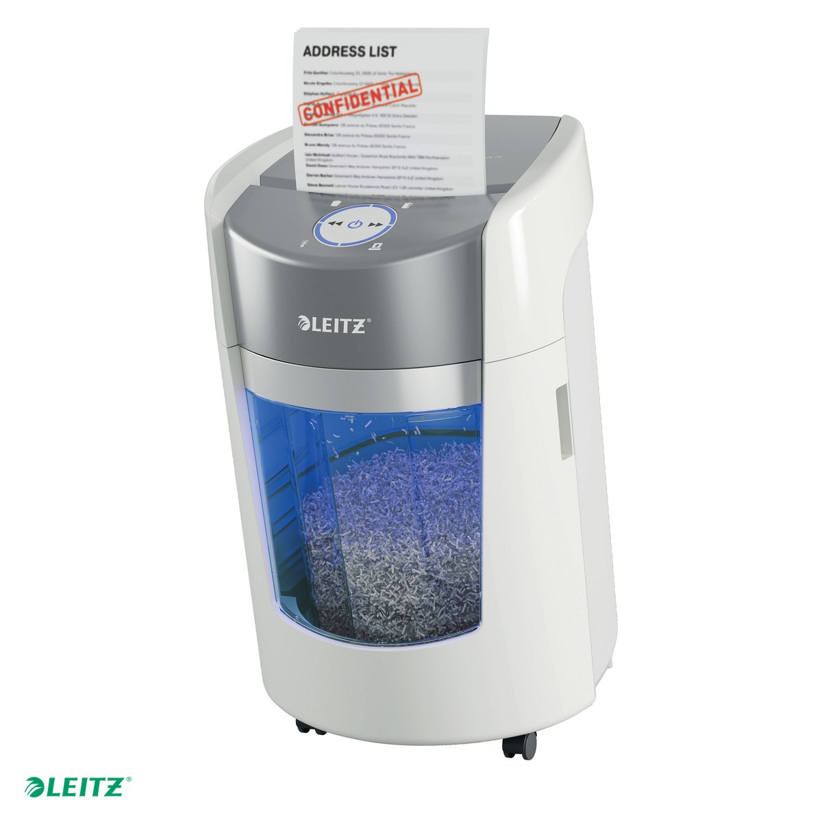 Tehnica de birou - Distrugator Leitz IQ OptiMax Small Office 350 Micro Cut, P5 22L - Alb