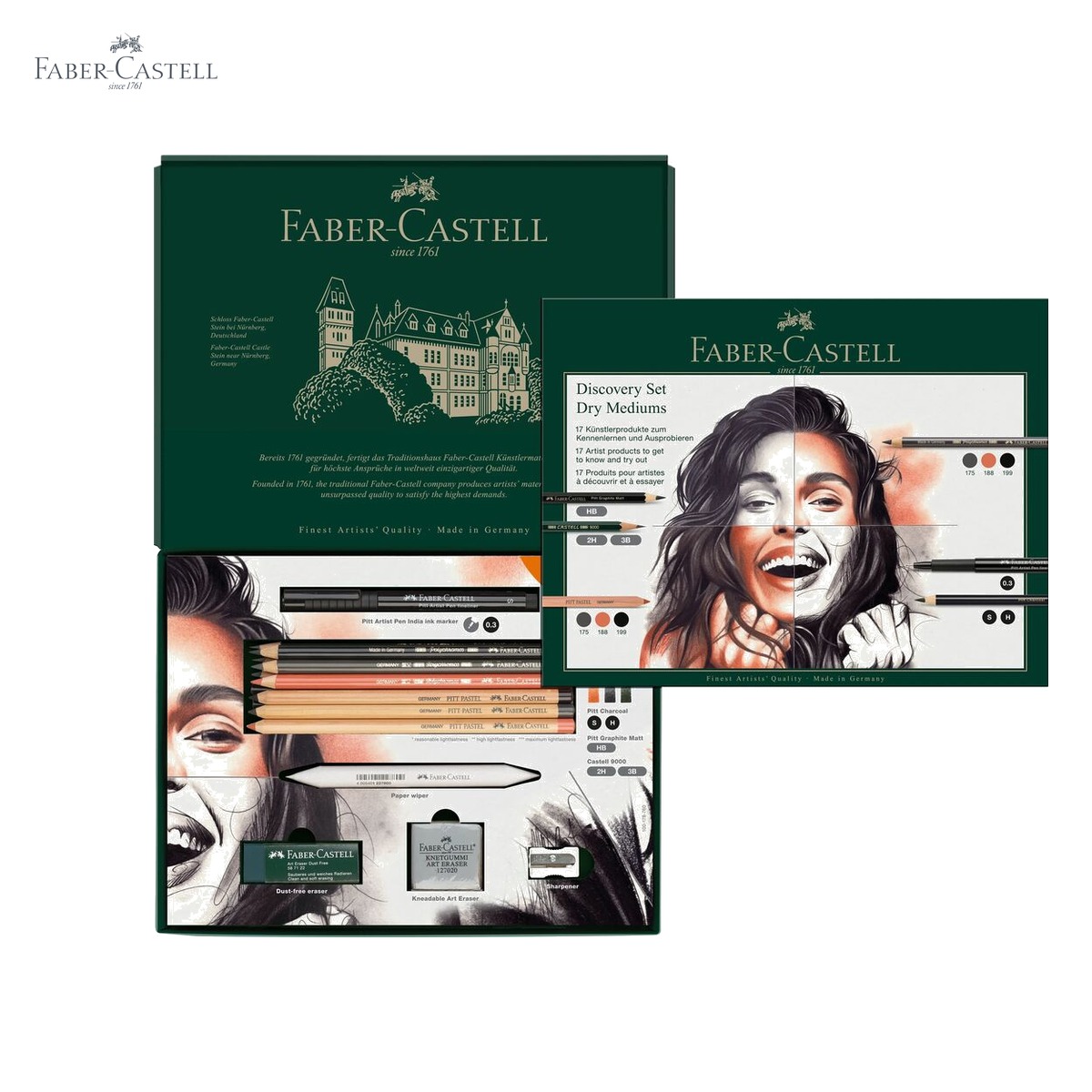 Set arta Discovery desen uscat Faber-Castell, 17 piese, creioane grafit carbune pastel, pentru artisti incepatori si avansati [4]