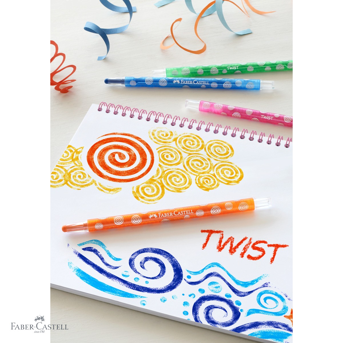 Set 12 creioane cerate retractabile Faber-Castell, corp din plastic, culori intense, pentru desen si colorat [3]