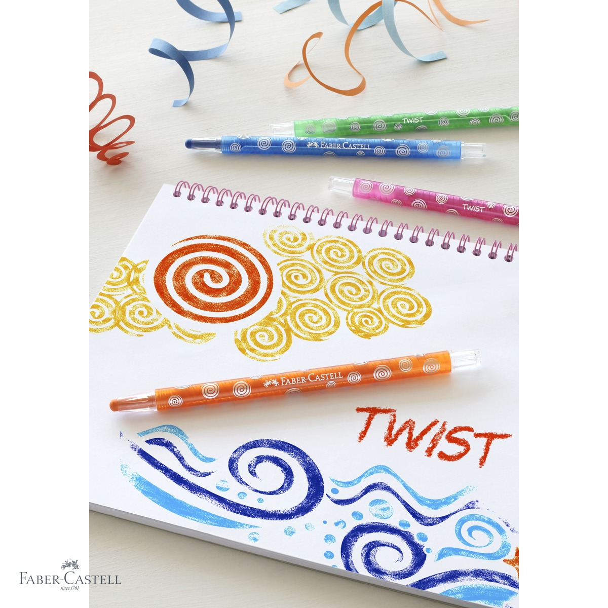 Set 24 creioane cerate retractabile Faber-Castell, culori intense, fara ascutire, pentru copii [3]