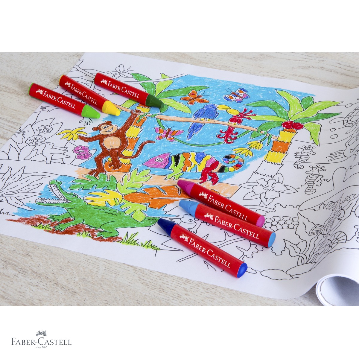 Set 12 creioane cerate Jumbo Faber-Castell, forma ergonomica triunghiulara, pentru copii [3]