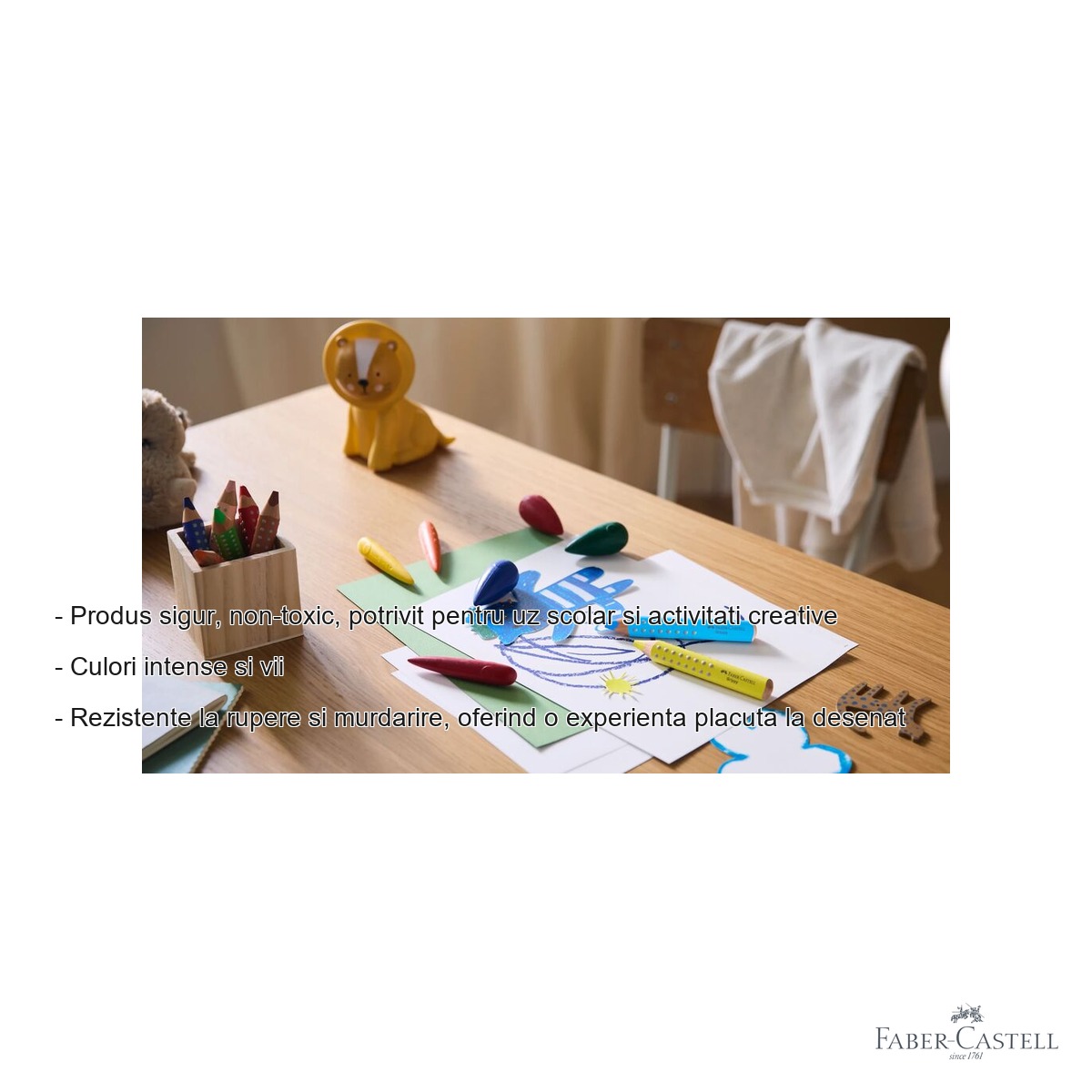 Set 4 creioane cerate bulb Faber-Castell, forma ergonomica, pentru copii mici [1]