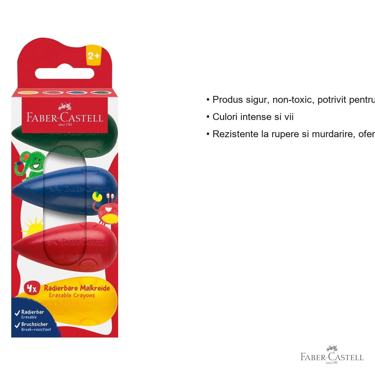 Set 4 creioane cerate bulb Faber-Castell, forma ergonomica, pentru copii mici [2]