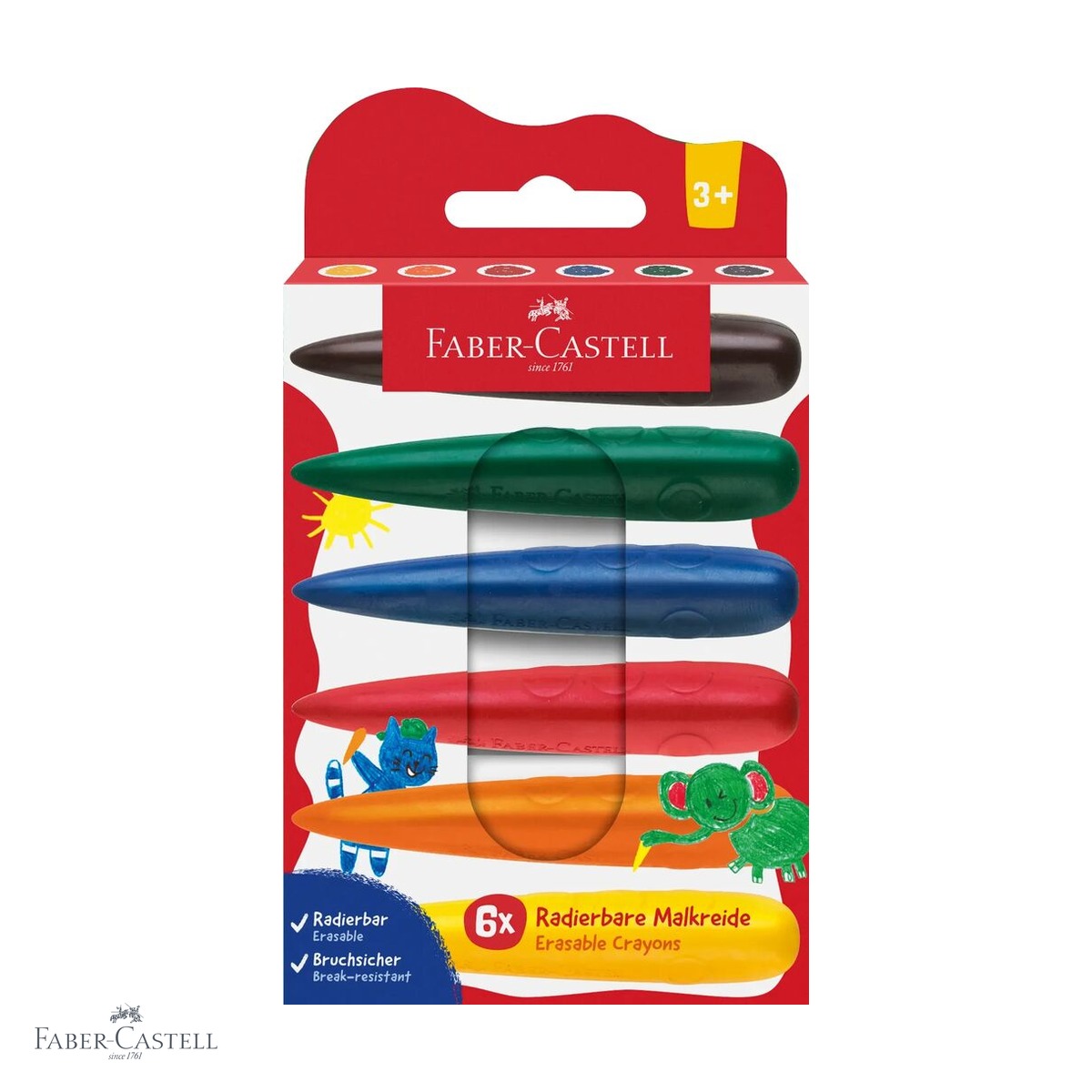 Creioane cerate - Set 6 creioane cerate model degete Faber-Castell, design ergonomic, pentru copii mici