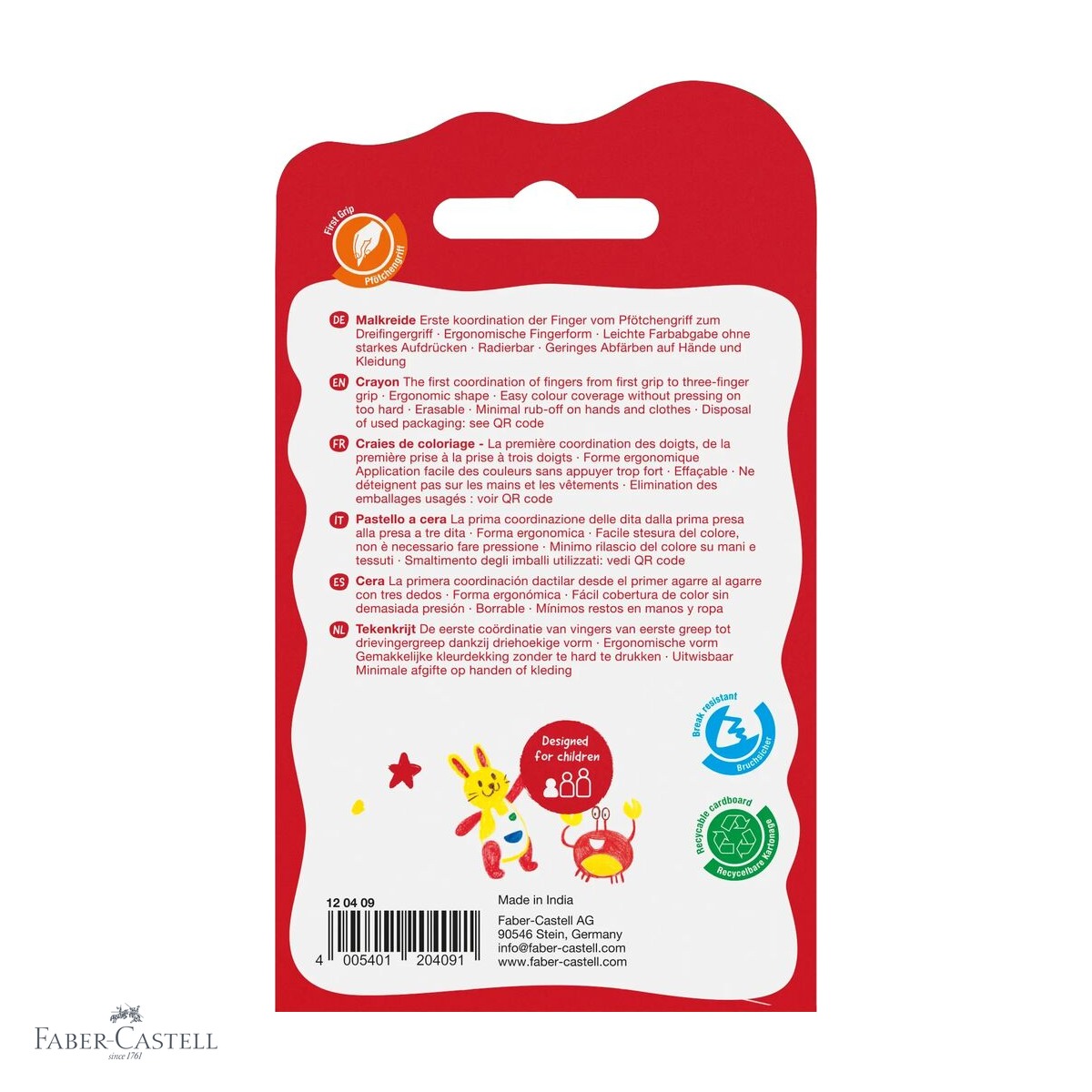 Set 6 creioane cerate model degete Faber-Castell, design ergonomic, pentru copii mici [3]