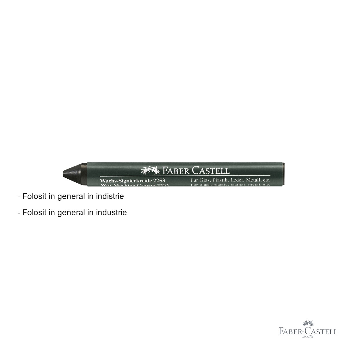 Creion cerat Faber-Castell 2253 pentru suprafete lucioase, negru, marcare industriala [1]