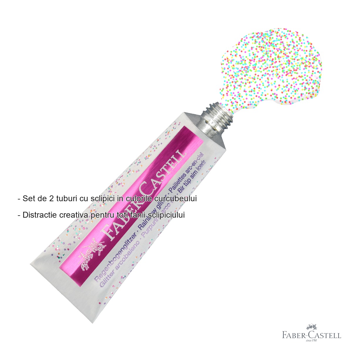 Set sclipici curcubeu Faber-Castell Glitter Rainbow, 2 tuburi x 12 ml, pentru pictura si activitati creative [1]