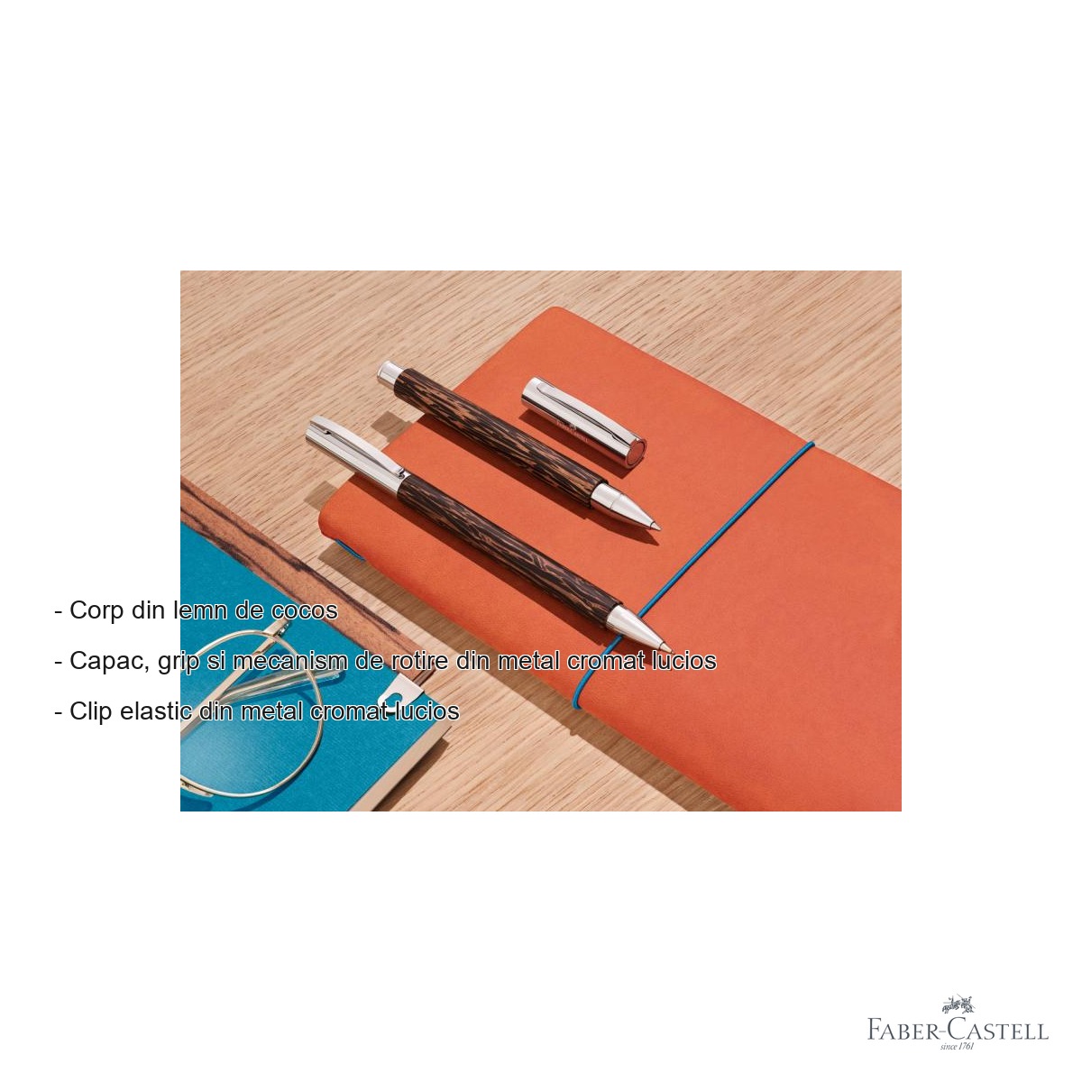 Stilou Faber-Castell Ambition corp din lemn de cocos, penita otel inoxidabil, pentru scriere premium [1]