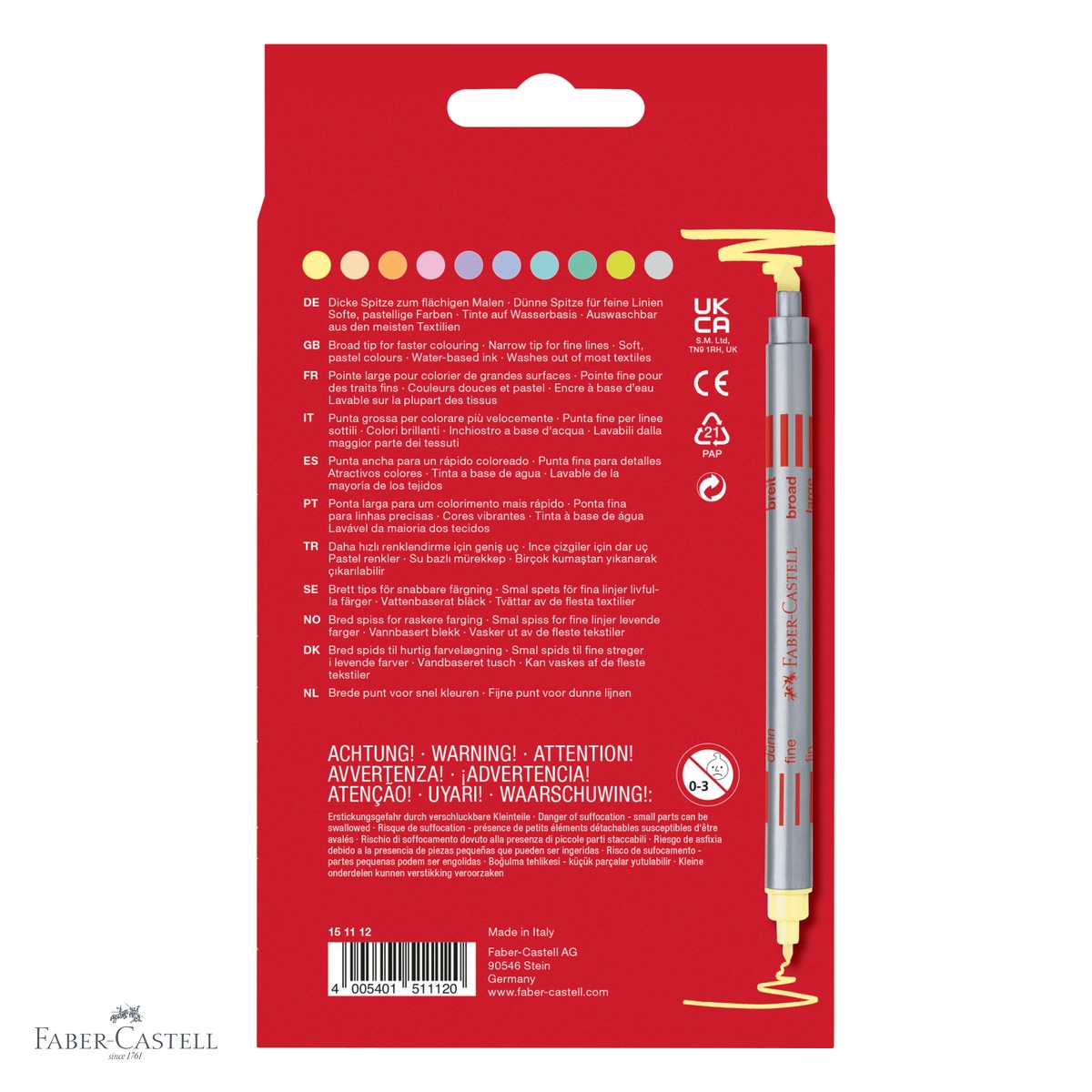 Set 10 carioci pastel cu 2 capete Faber-Castell, cerneala pe baza de apa, pentru colorat si desen [3]