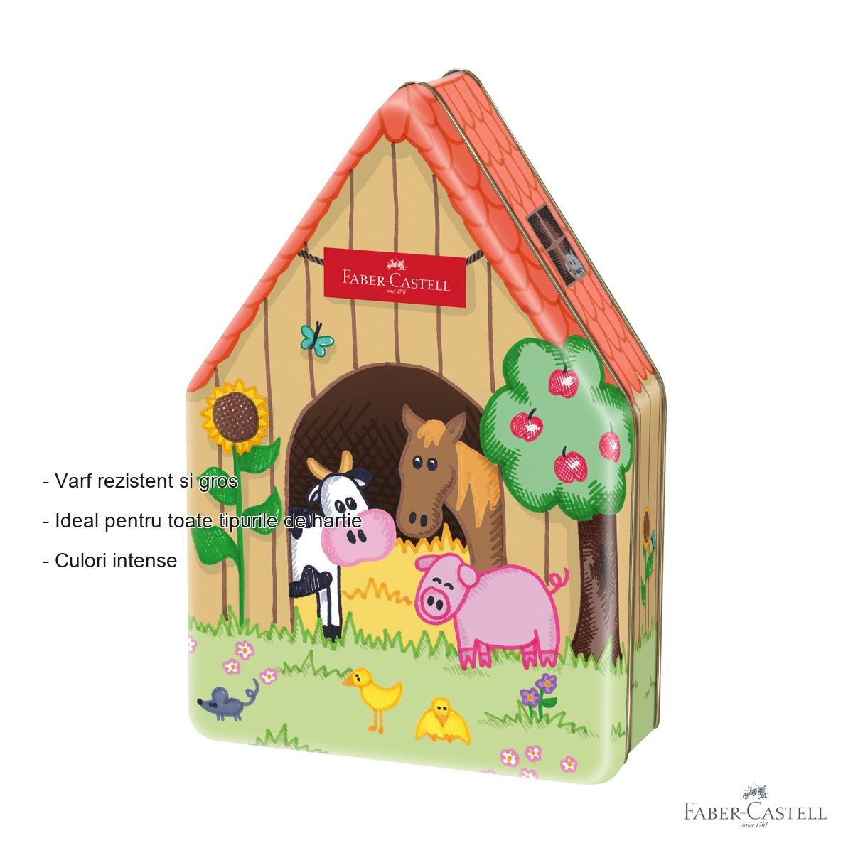 Set 18 carioci Faber-Castell Connector, model Ferma Animalelor, cerneala pe baza de apa, pentru copii [1]